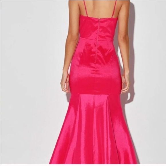Lulus Bright Pink Fitted & Flare Barbiecore Maxi Dress Size M - Picture 7 of 9